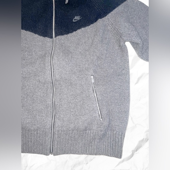 Nike Men's Black and Gray Zip-Up Wool Knit Sweater - Picture 3 of 8